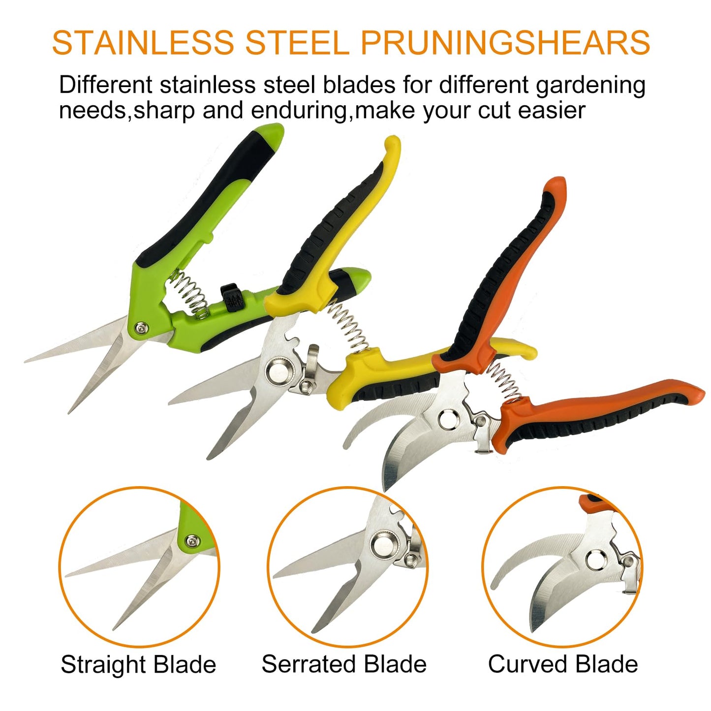 Pruning Shears, 4 Pack Garden Shears with Gardening gloves, Clippers Handheld, Stainless Steel Garden Snips, Lengnoyp Pruners for Gardening