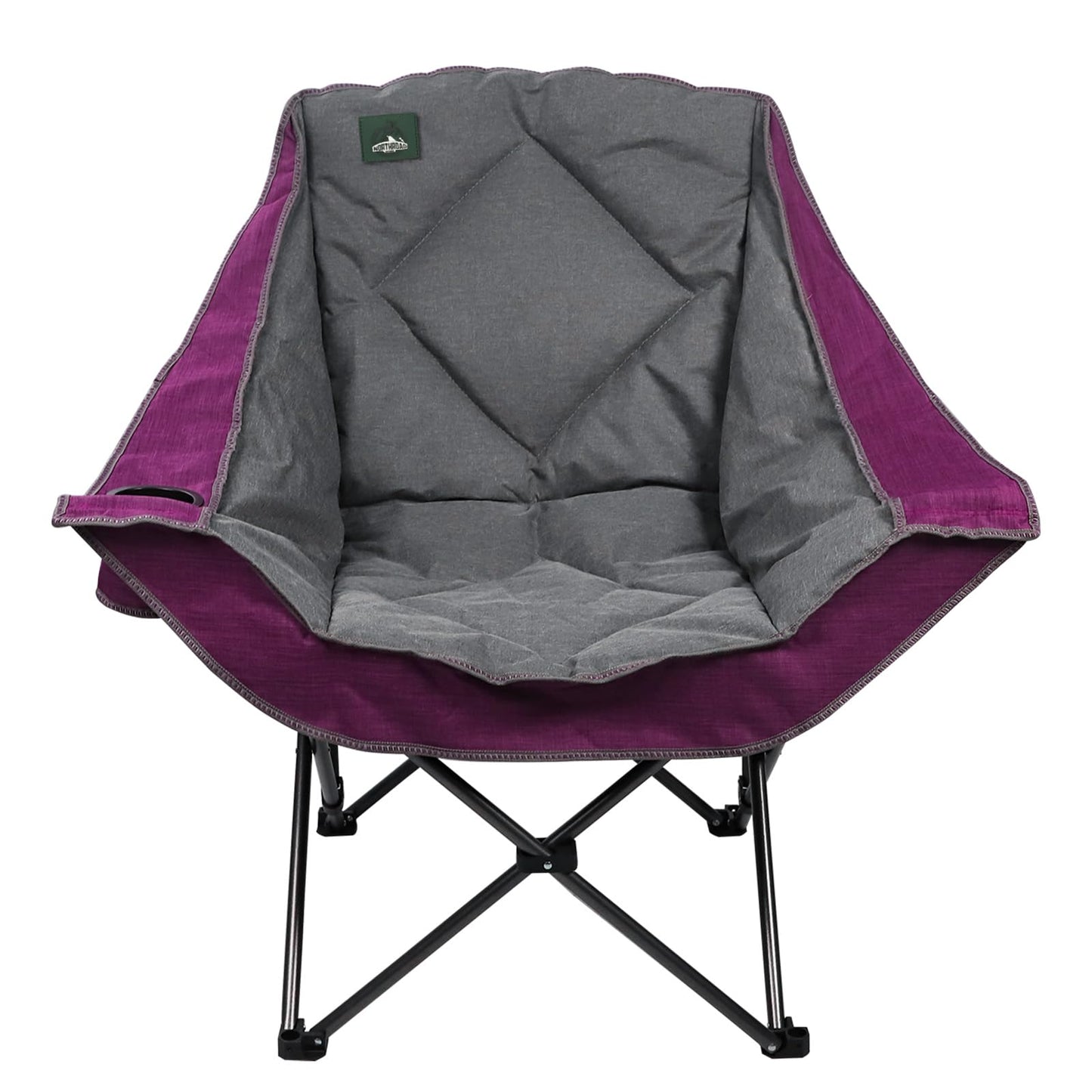 Northroad Oversized Foldable Camping Chair, Outdoor Padded Lawn Chair w/Cup Holder,Carry Bag for Beach, Hiking, and Picnics,Heavy-Duty 300-lbs Capacity, Purple
