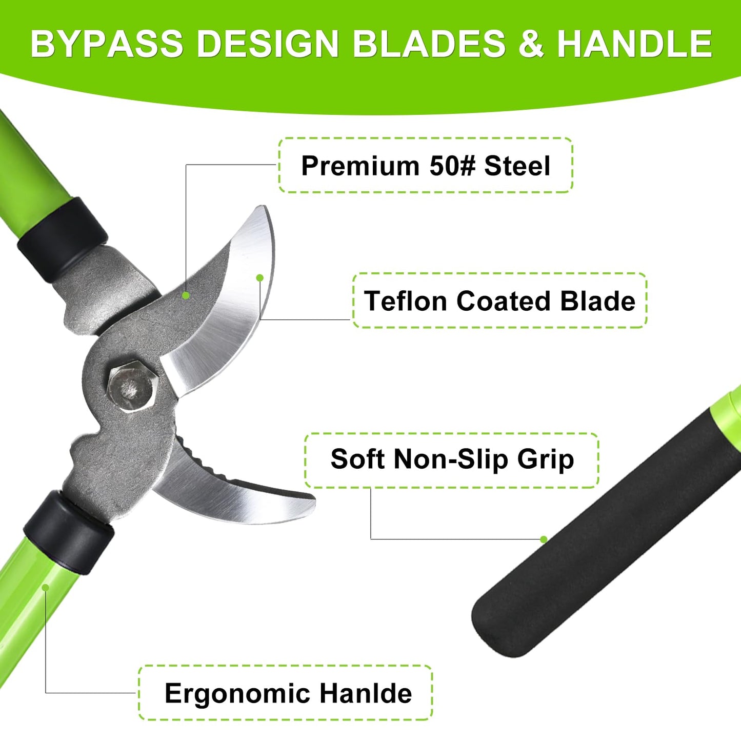 Loppers for Tree Trimmer 15" Branch Cutter and Garden Shears Set Bypass Pruning Shears,Rust-Resistant Clipper,1.5" Diameter Cut Capacity,Shock-Absorbing Handle,Gardening Pruners for Yard,Plant,Hedge