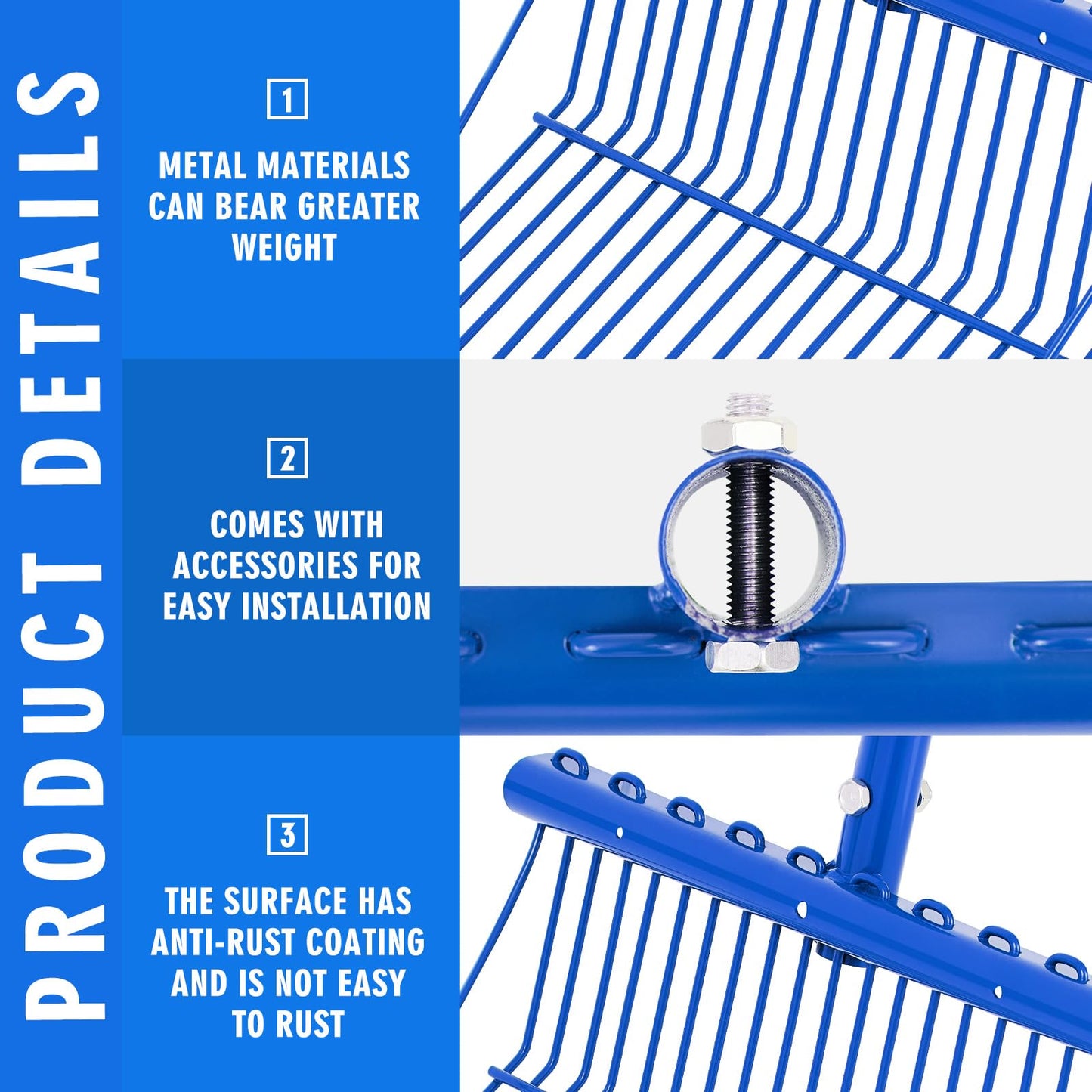 Tandefio 1 Pack Manure Fork Replacement Head Metal Pitchfork Horse Manure Rake Garden Pitch Fork Replacement Head with Angled Tines for Horse Stall Poop Picking up(Blue)