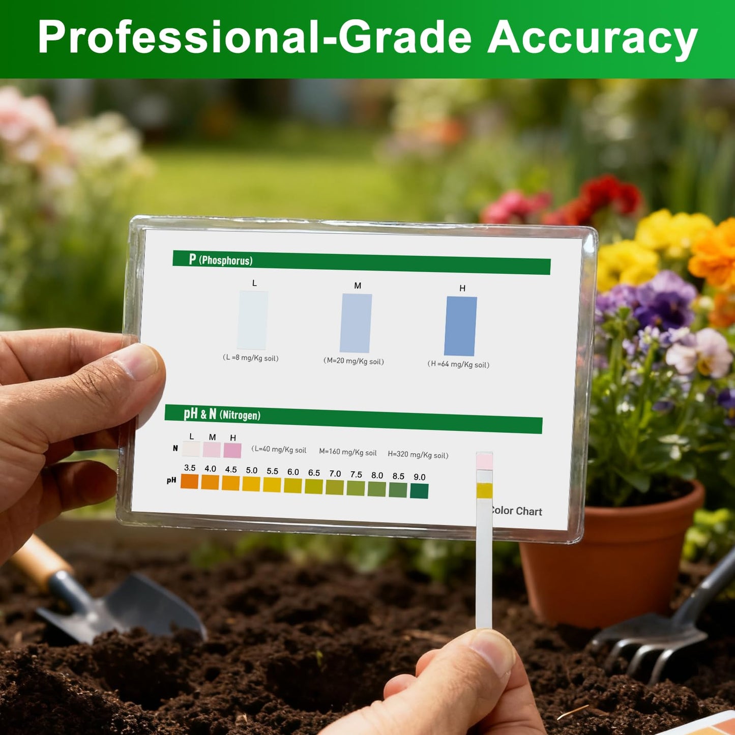 AKSBTEC 2026 NEW Soil Test Kit 4-in-1 for Lawns & Gardens – 40 Tests (pH, Nitrogen, Phosphorus, Potassium) – Easy Soil Testing Kit for Vegetable Garden, Lawn & Plants