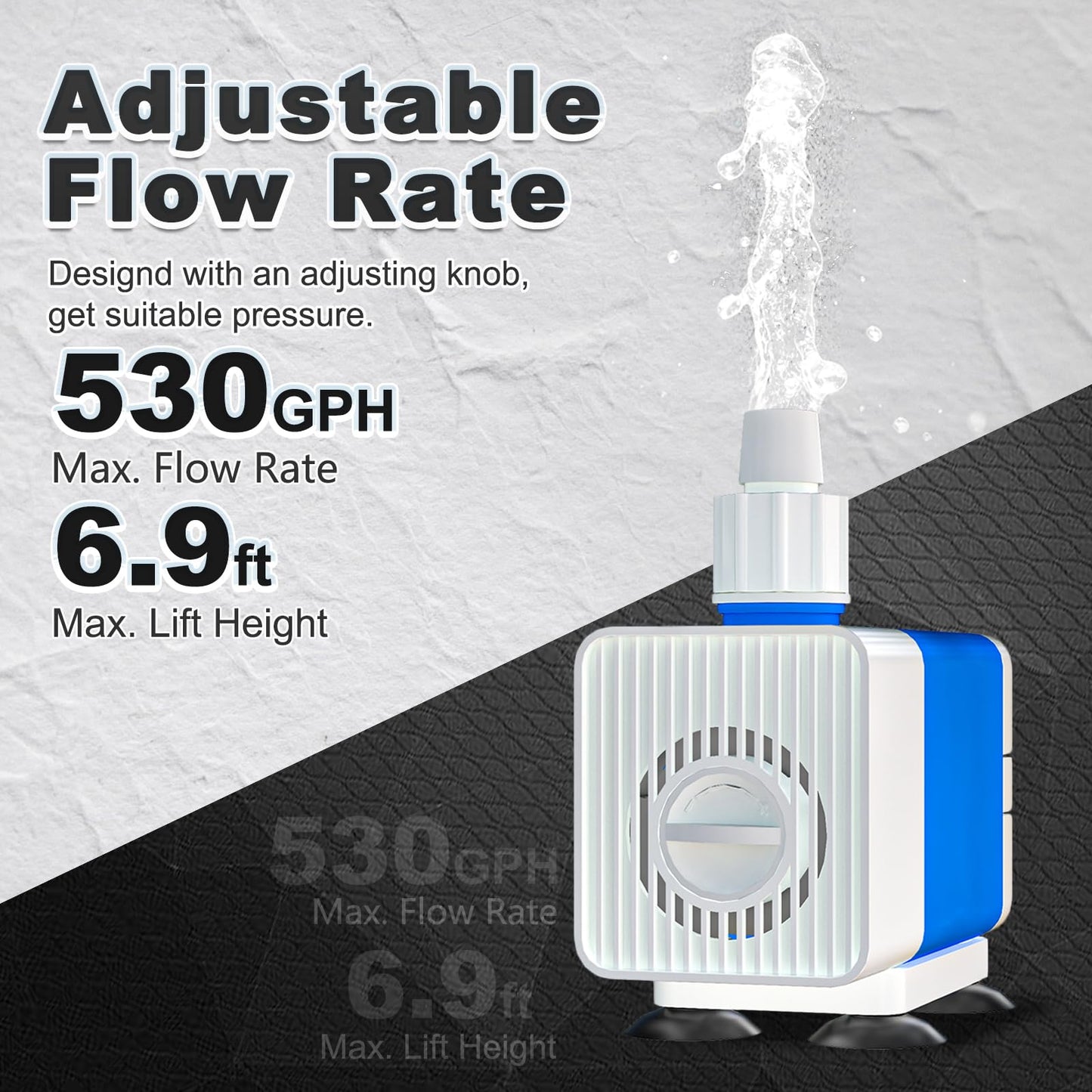Knifel Fountain Pump 530GPH Submersible Water Fountain Pump Outdoor with 6.5ft Cord, Small Water Pump for Fountains, Fish Tank Water Pump