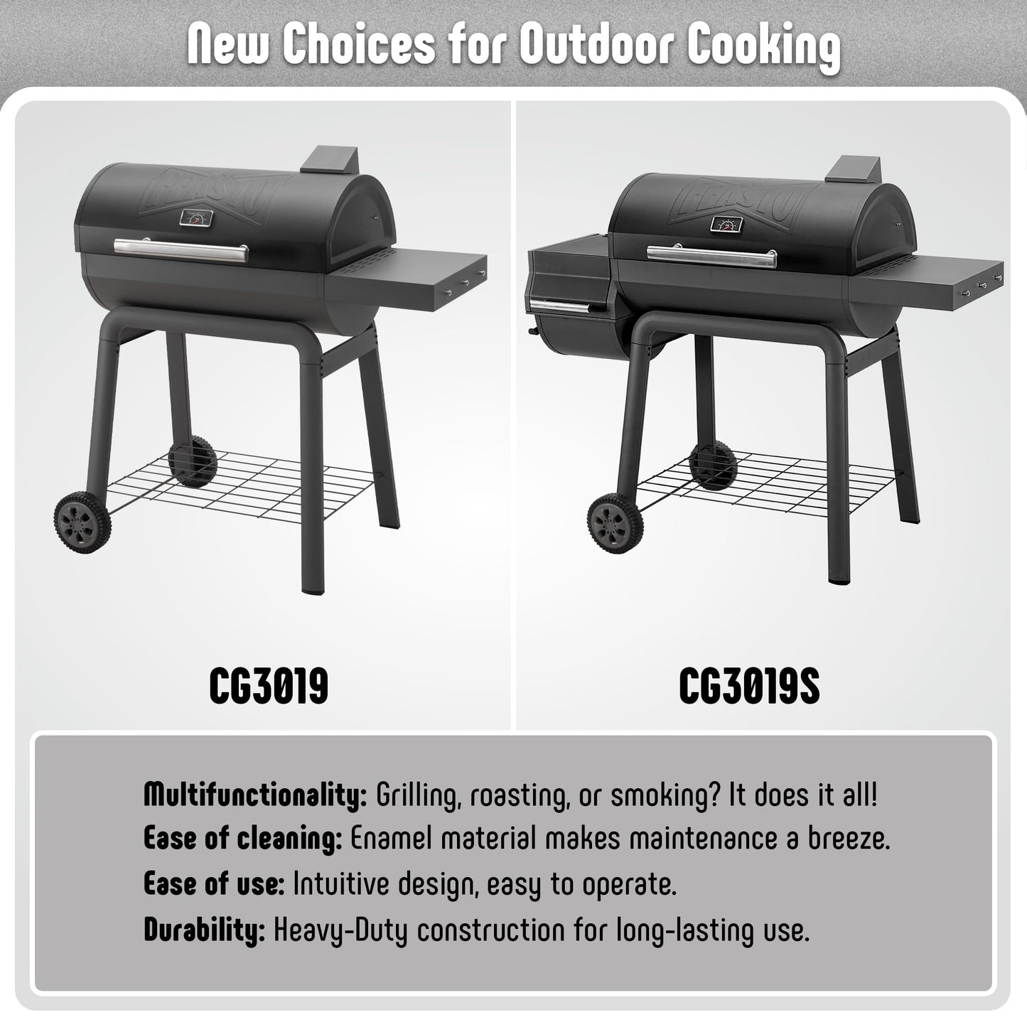 Feasto Heavy-Duty 30-Inch Charcoal Grill with Side Table & 647 Sq. In Cooking Area, Outdoor BBQ Grill for Outdoor Barbecue in Backyard, Patio and Parties, Grey
