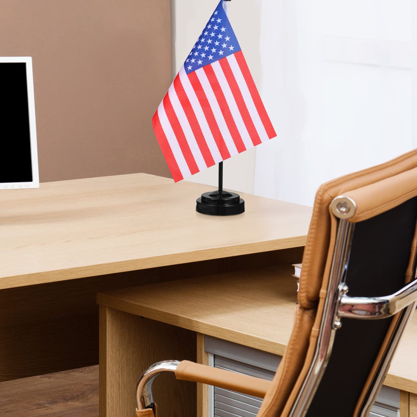 48 Pieces Black Miniature Flag Stand Plastic Mini Flag Holder Small Desk Banner Stand Base for Holding Office Garden Table Stick, 0.28 Inches in Hole Diameter