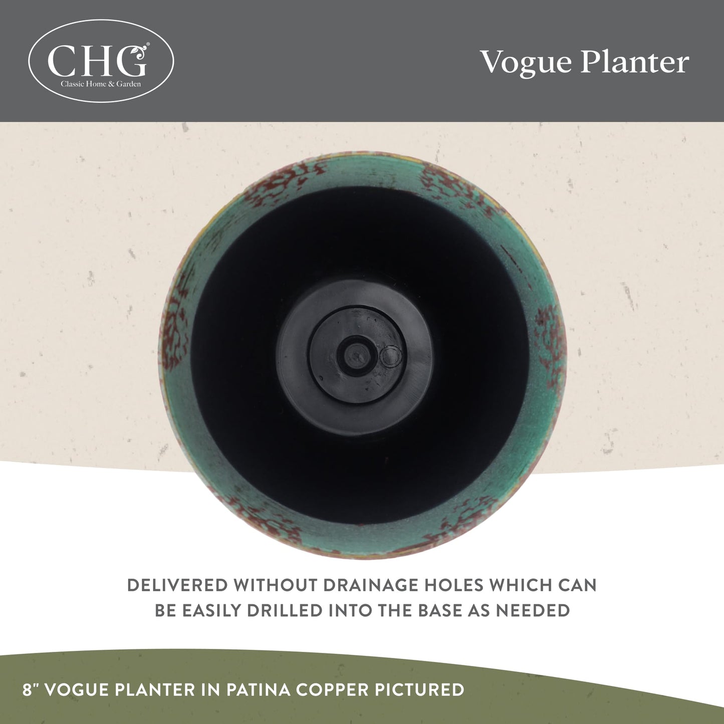 Classic Home and Garden Premiere Collection Planter, Vogue 8", Earth