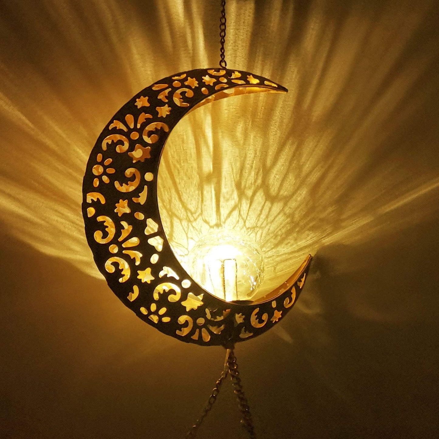 Solar Moon Wind Chimes for Outside Unique Birthday Mom Gifts for Women Mom Grandma Crackle Glass Ball LED Wind Chimes Solar Lights Outdoor Decor Light for Garden Patio Yard