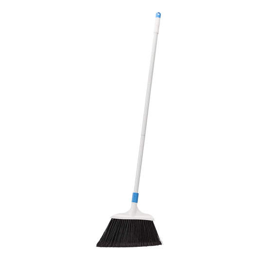 Amazon Basics Heavy-Duty Floor Cleaning Broom with Stiff Bristles, Sturdy 3-Piece Handle, Easy to Assemble, Indoor Outdoor Use for Driveways and Sidewalks, Blue and White