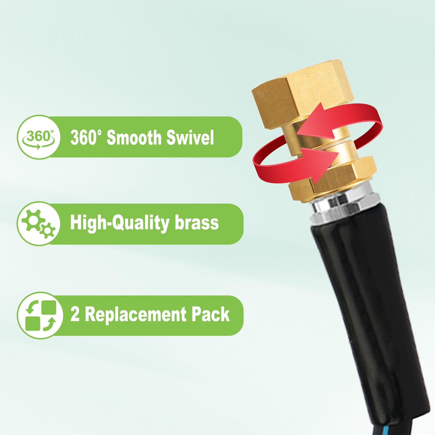 M MINGLE Garden Hose Swivel Connector, 3/4" GHT Brass Hose Fittings, 360 Degree Swivel Male to Female Hose Adapter with Extra 4 Washers