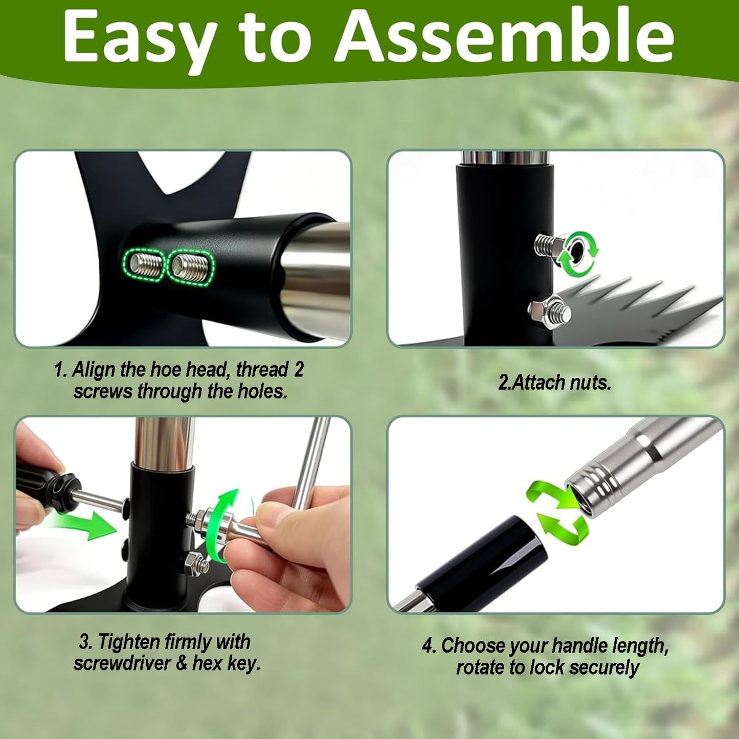 HWLANTU Stand Up Weed Puller Tool with 58" Adjustable Long Handle, 2 in 1 Heavy Duty Manual Weeder & Garden Hoe, 4-Claw Steel Head Weed Remover with Gloves for Yard Lawn Patio Flower Bed