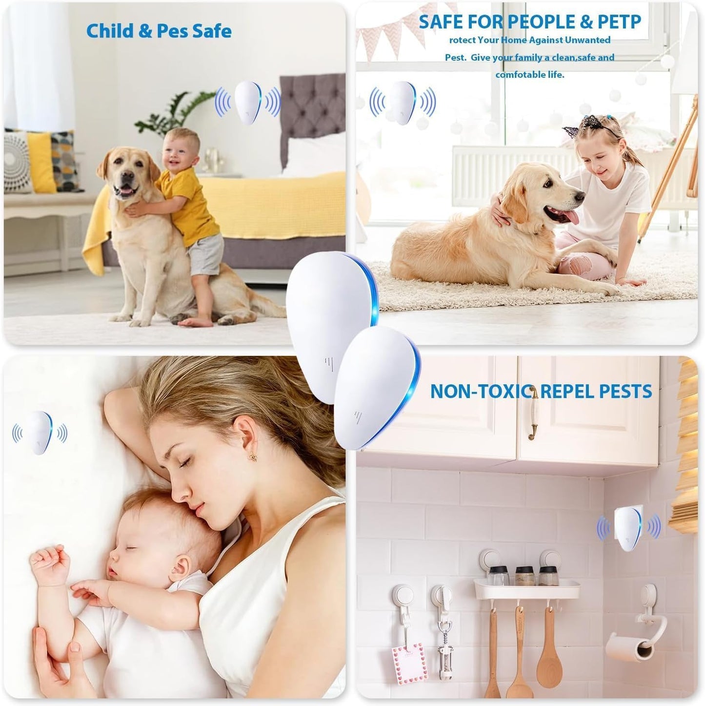 Upgraded 6 Packs Ultrasonic Pest Control Repeller, Electronic Spider Repellent Indoor for Insect Roaches Rodent Ant Bug Mosquito Rat Mouse Repellent Plug in for House Home Kitchen Garage