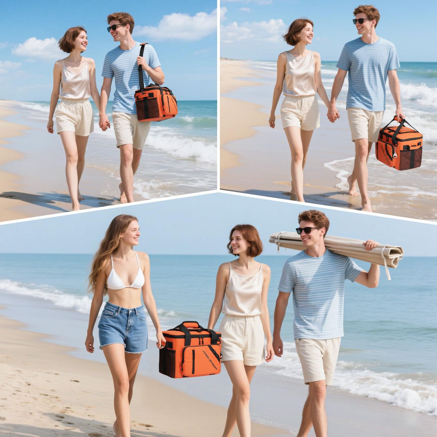 Maelstrom 30 Can Large Leakproof Soft Cooler Bag, Insulated Collapsible Ice Chest with Bottle Opener, Portable for Beach, Camping, Travel & Shopping (Orange)