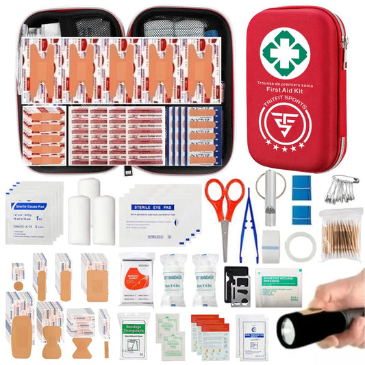 First Aid Kit & Survival First aid Kit, Includes 300 Pieces, First aid for Camping, Home, car, All Purpose kit, Emergency First aid kit, for All Activities By TRITFIT SPORTS