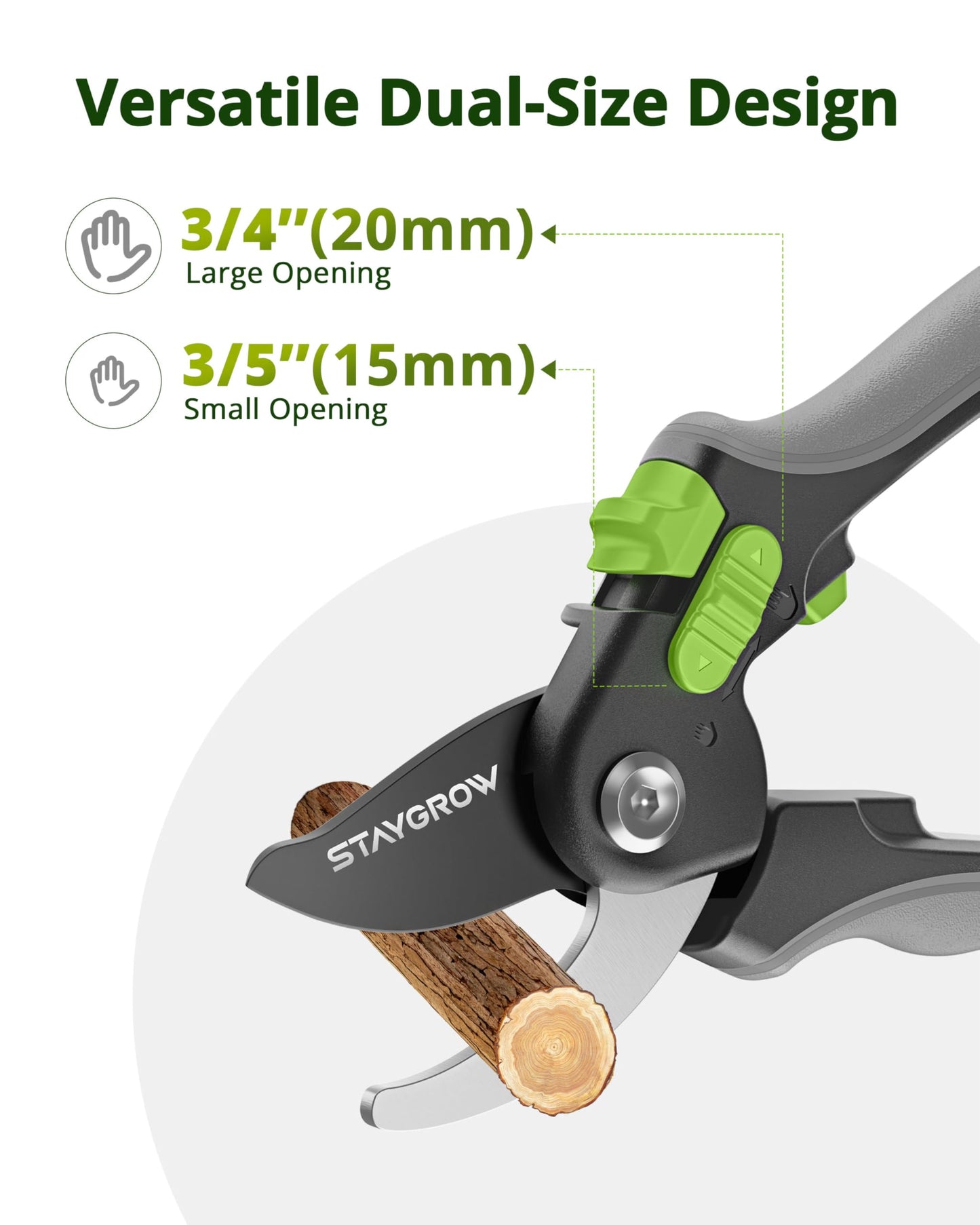 STAYGROW Pruning Shears for Gardening,8.5" SK5 Garden Shears Cuts 10000+ Times Staying Sharp, Garden Scissors with One-handed Unlocking&Adjustable Handle, Garden Clippers Gardening Tools for Men Women