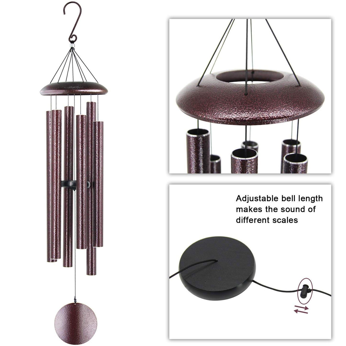 ASTARIN Outdoor Wind Chimes, 45 in Memorial Chimes with 6 Heavy Tubes, Large Deep Tone for Garden Hanging Decor, Sympathy Gifts. Bronze
