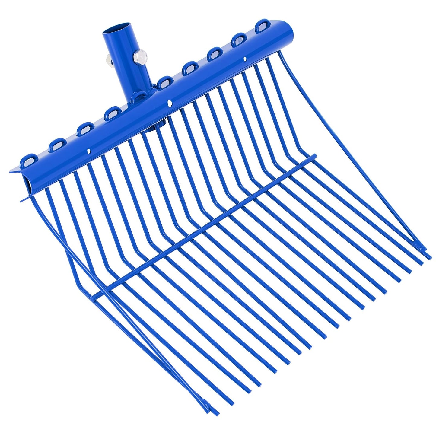 Tandefio 1 Pack Manure Fork Replacement Head Metal Pitchfork Horse Manure Rake Garden Pitch Fork Replacement Head with Angled Tines for Horse Stall Poop Picking up(Blue)
