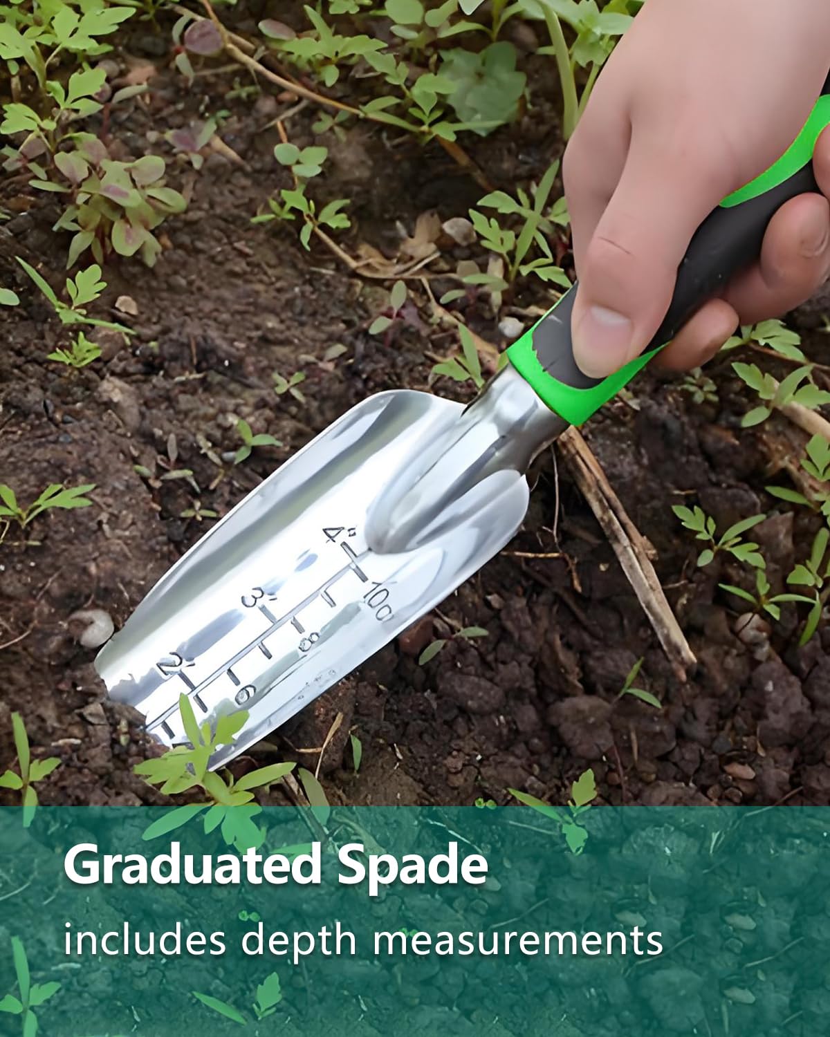 Garden Tools, Heavy Duty Cast-Aluminum Garden Tool Set with Hand Trowel, Transplant Trowel, Cultivator Rake, Soft Rubber Ergonomic Non-Slip Handle, Gardening for Home Gardeners (Basic Set (3 PCS))