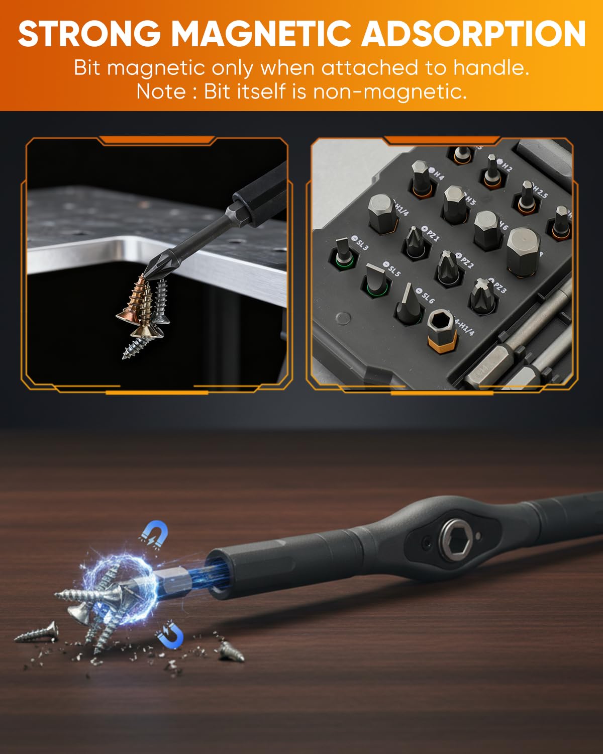 Saker 66 in 1 Magnetic Screwdriver Set Portable Multi Bit Ratcheting Screwdriver Kit with Detachable Handle for Home Electronics,Computer,Furniture, Bike,DIY,Gifts