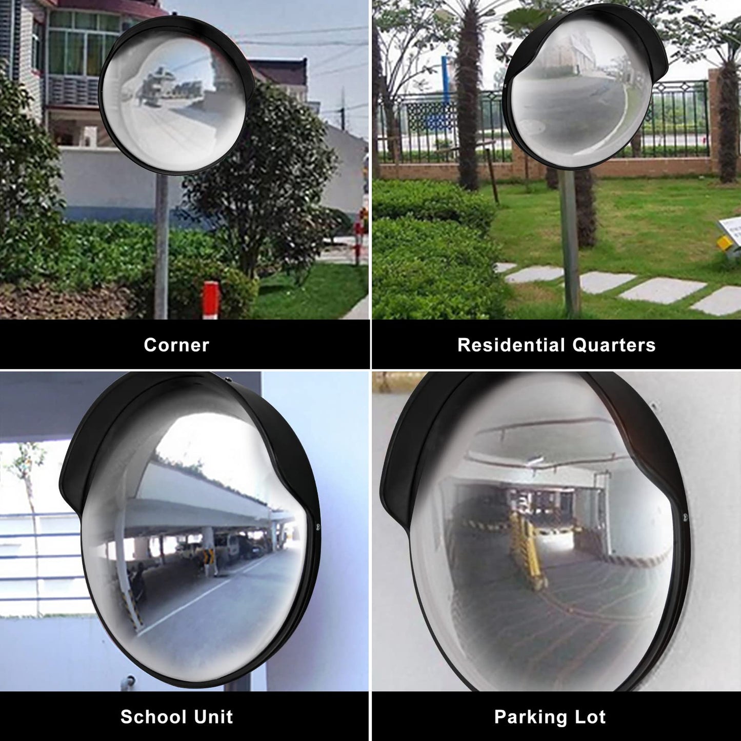 CNQLIS 18 Inch Convex Mirror Outdoor with Adjustable Wall Fixing Bracket,Blindspot Traffic Mirror for Driveway Garage Park Outdoor Wide Angle View Curved Security Blind Spot