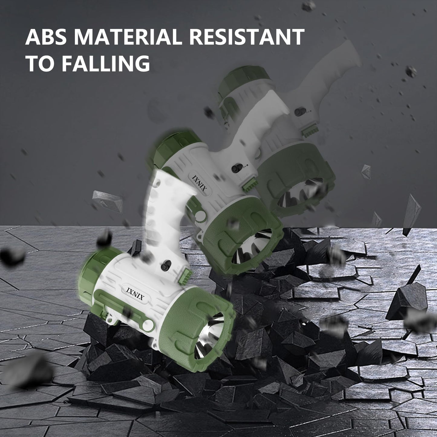 Rechargeable Spotlight Flashlight IP67 Waterproof with 200,000 Lumen LED, 12 Hours Long Running Spot Light, Impact Resistant Handheld Spotlight with Foldable Stand White