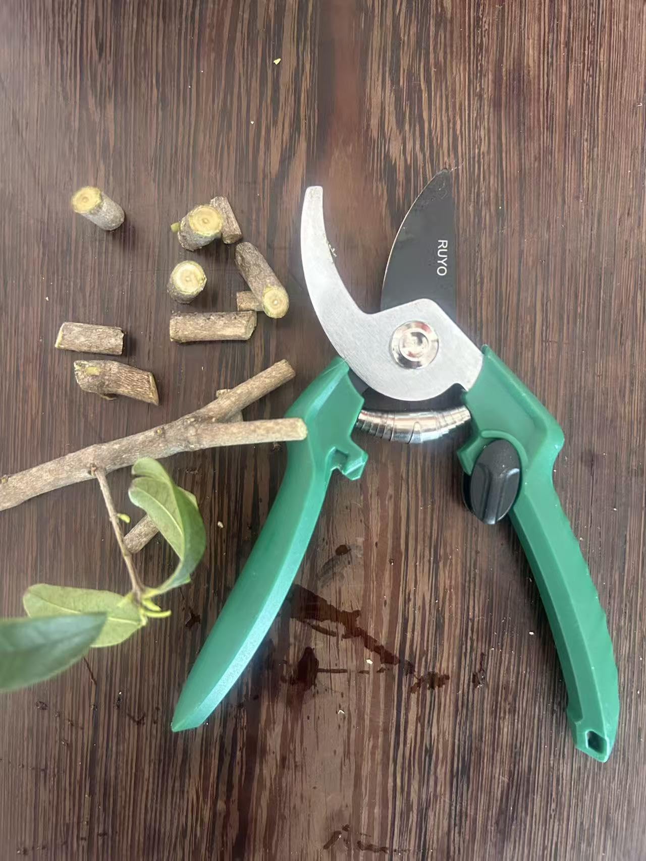 Bypass Pruning Shears, 3/8-Inch Cut Capacity Garden Clippers, Gardening Scissors with Sharp, Rust Resistant Steel Blade (Green, 3/8'')