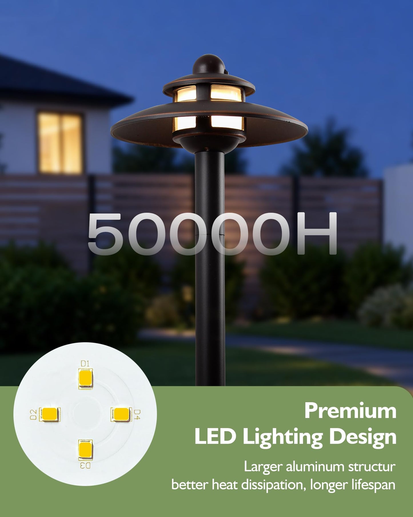 LITFIT Low Voltage Landscape Lighting, 3CCT (2700K/3000K/4000K) 12V 3.87W 83lm Pathway Lights, Oil Rubbed Bronze Die-Cast Aluminum Hardwired Walkway Light with Connectors for Garden Yard, 4 Pack