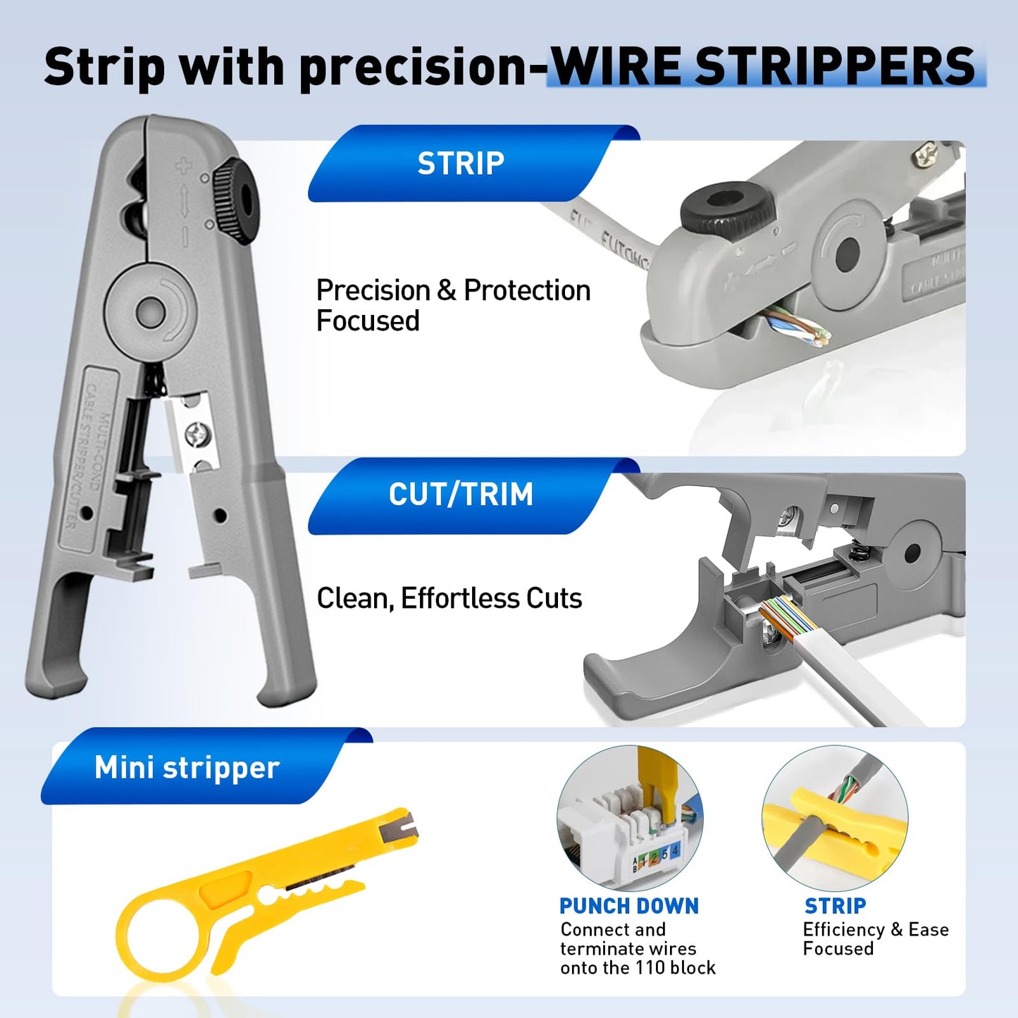 Professional Network Tool Kit, ZOERAX 14 in 1 - RJ45 Crimp Tool, Cat6 Pass Through Connectors and Boots, Cable Tester, Wire Stripper, Ethernet Punch Down Tool