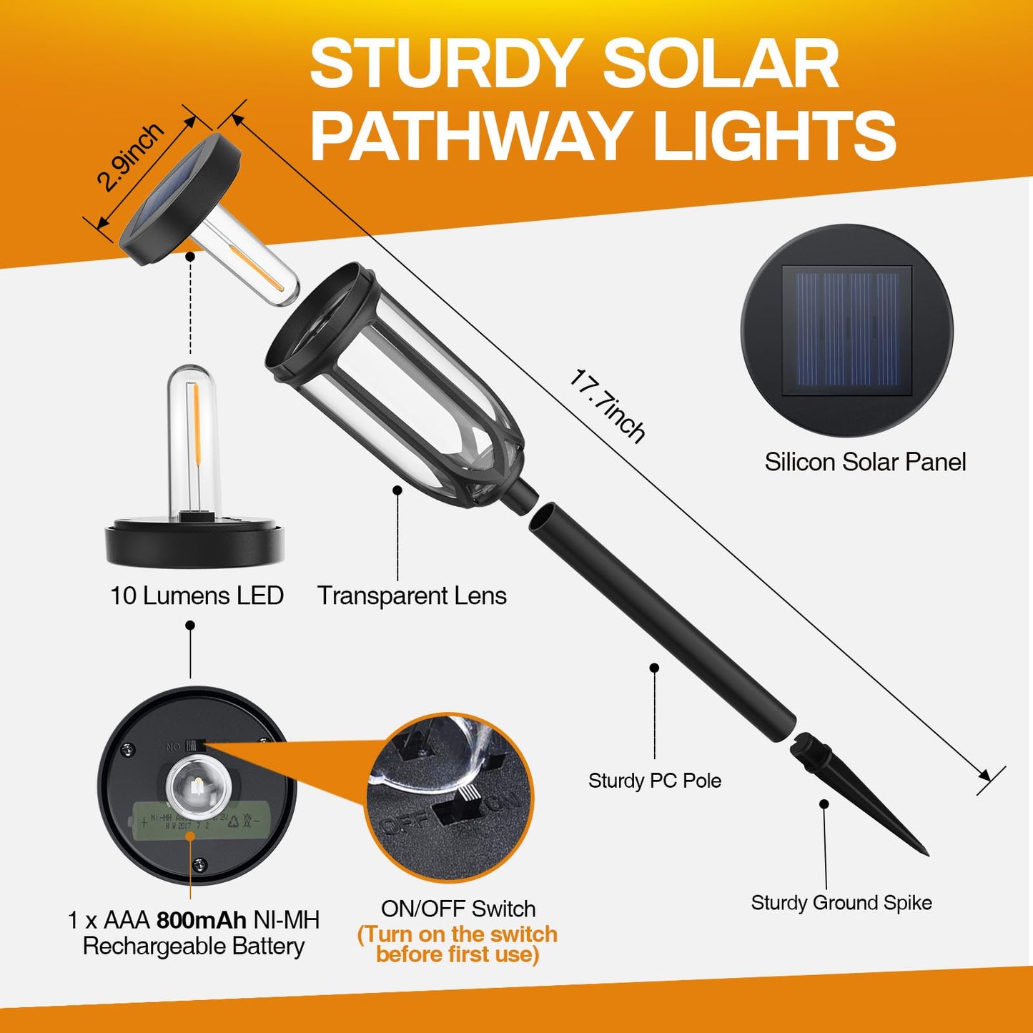 Barleit Solar Lights Outdoor 8 Pack, Solar Pathway Lights, Solar Lights Outdoor Waterproof IP65, Bright Auto On/Off Garden Lights, Solar Landscape Lights for Driveway Walkway Lawn Yard (Warm White)