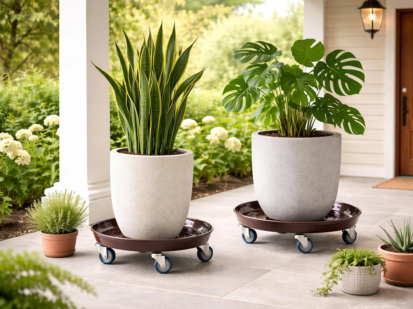 3 Packs Metal Plant Caddy with Wheels 13" Rolling Plant Stand Heavy Duty Plant Dolly with Casters for Indoor and Outdoor Large Planter Casters Potted Plant Mover,Copper