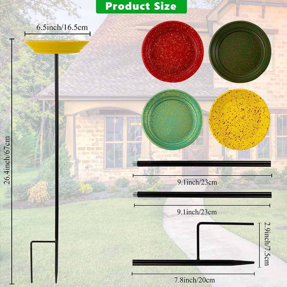 dreamysoul 4 Pack Bee Watering Station, Metal Bee and Butterfly Feeders with Metal Stake, Bee Butterfly and Bird Bath for Outdoor Garden Yard Lawn Decor