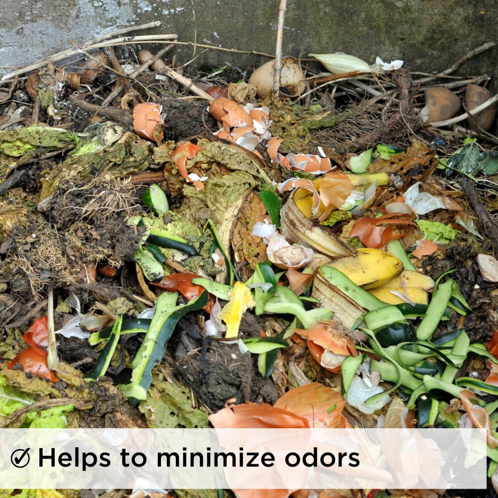 Dr. Connie’s Compost Plus – 100X Concentrated Starter & Accelerator | Natural Microbe Activator for Bins, Tumblers & Piles | Odor Control Garden Waste Additive (Indoor & Outdoor)