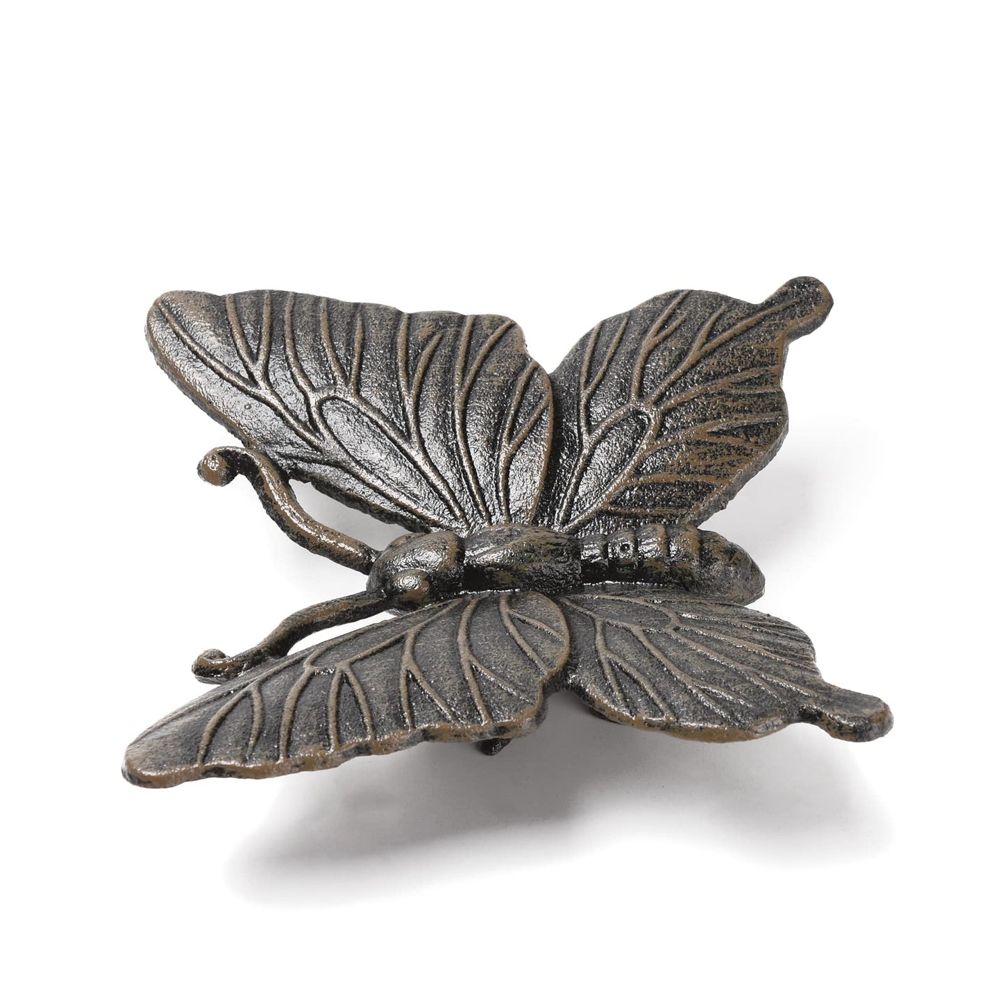 BRASSTAR Cast Iron Butterfly Statue Art Decor for Garden, Lawn, Yard, Patio, Farmhouse, Pond, Backyard, Office Desk Paper Weight Decoration (Black, L)