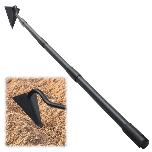 LLARGUEST Hoe Garden Tool, Triangle Garden Hoe for Digging Cutting Trenches Loosen Soil Heavy Duty Hand Weed Hoe Long Handle 59 Inch