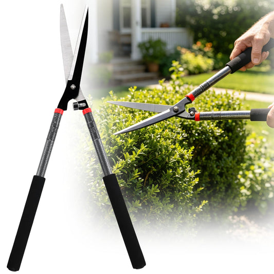 31 inch Hedge Shears Clippers - Self-Sharpening High Carbon Steel Blades, 15" Wide-Cut for Faster Trimming, Long Reach & Ergonomic Grip for Effortless Cutting Trimming of Hedges, Shrubs, Bushes
