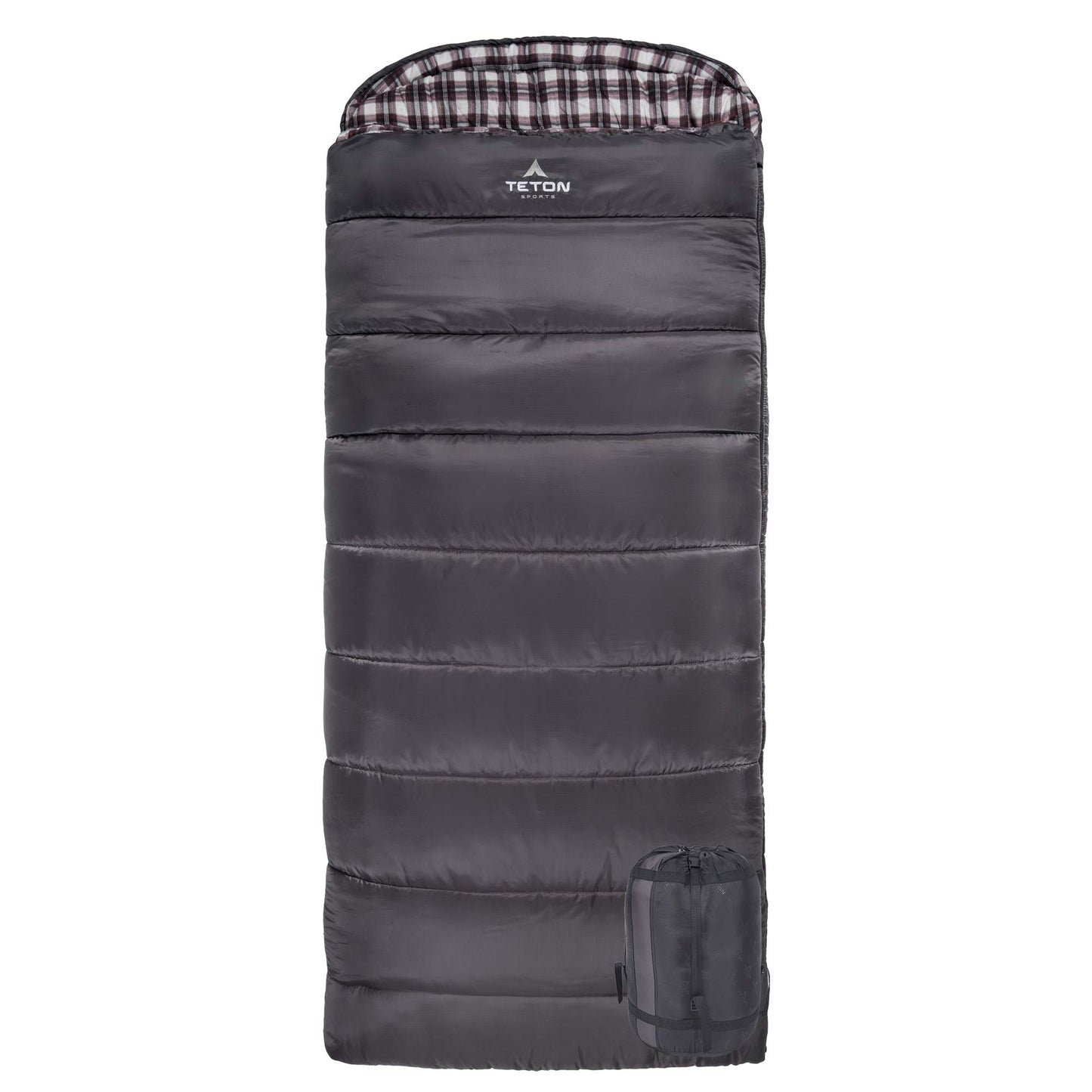 Teton Fahrenheit XXL, +20F Degree Sleeping Bag, All Weather Sleeping Bag for Adults, Camping Made Easy and Warm. Compression Sack Included, Grey, Left Zip