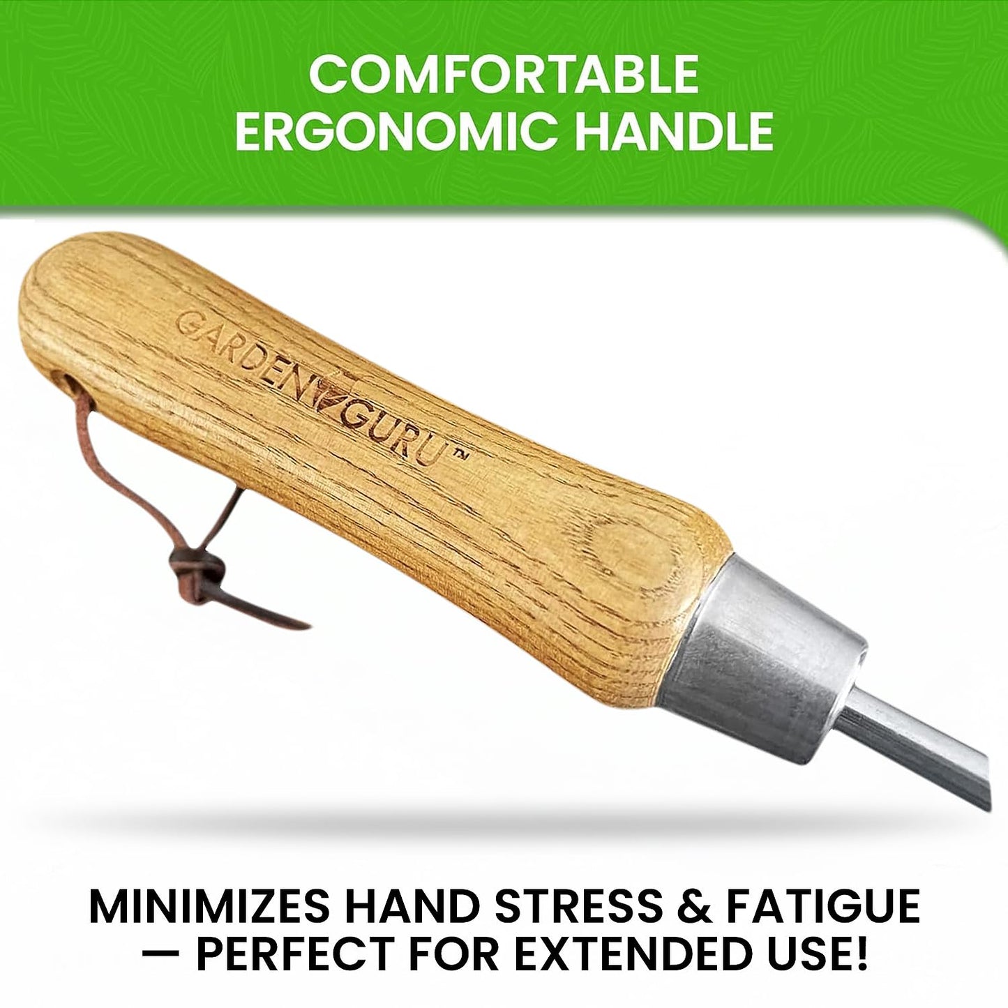 Garden Guru Eco Hand Cultivator Rake Tiller Tool- 100% Recycled Stainless Steel - Rust Resistant - FSC Certified Wood Ergonomic Handle - Great for Gardening Cultivating Loosening Weeding