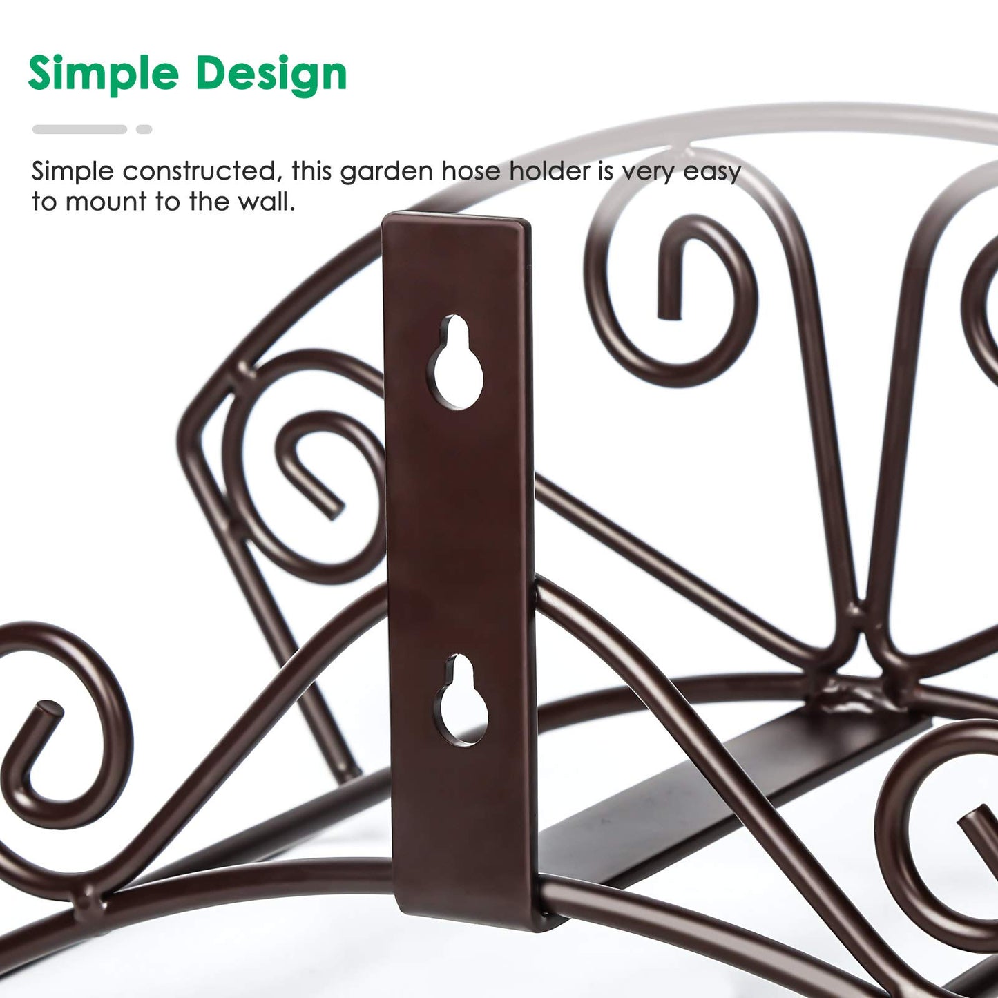 TomCare Garden Hose Holder Heavy Duty Water Hose Holder Holds 150 FT Hoses Solid Metal Hoses Hanger Wall Mount Decorative Durable Garden Hoses Storage Hose Reel Hose Organizer for Outside Yard, Bronze
