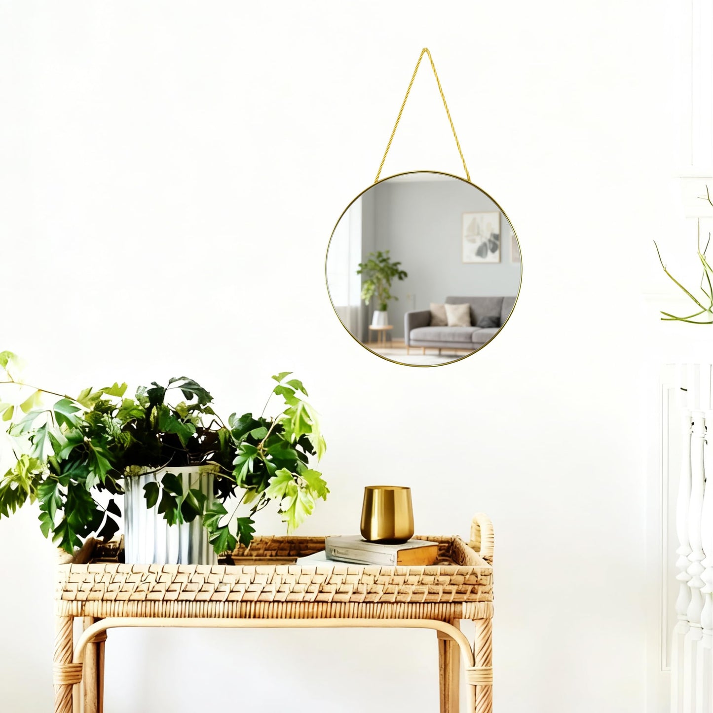 ZYGNHMO Round Wall Mirror Door Mirror PVC Plastic Frame (Gold, 11.8 inch)