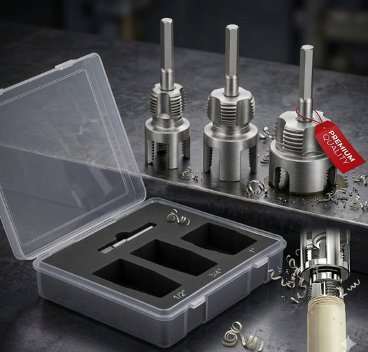 Premium 3 Packs PVC Pipe Threader 1/2 and 3/4 And 1 For Integrated Internal & External Threading Tool Break-resistant Rust-resistant Cutter Machuelos Tubo Set npt Dual-function Kit Opener