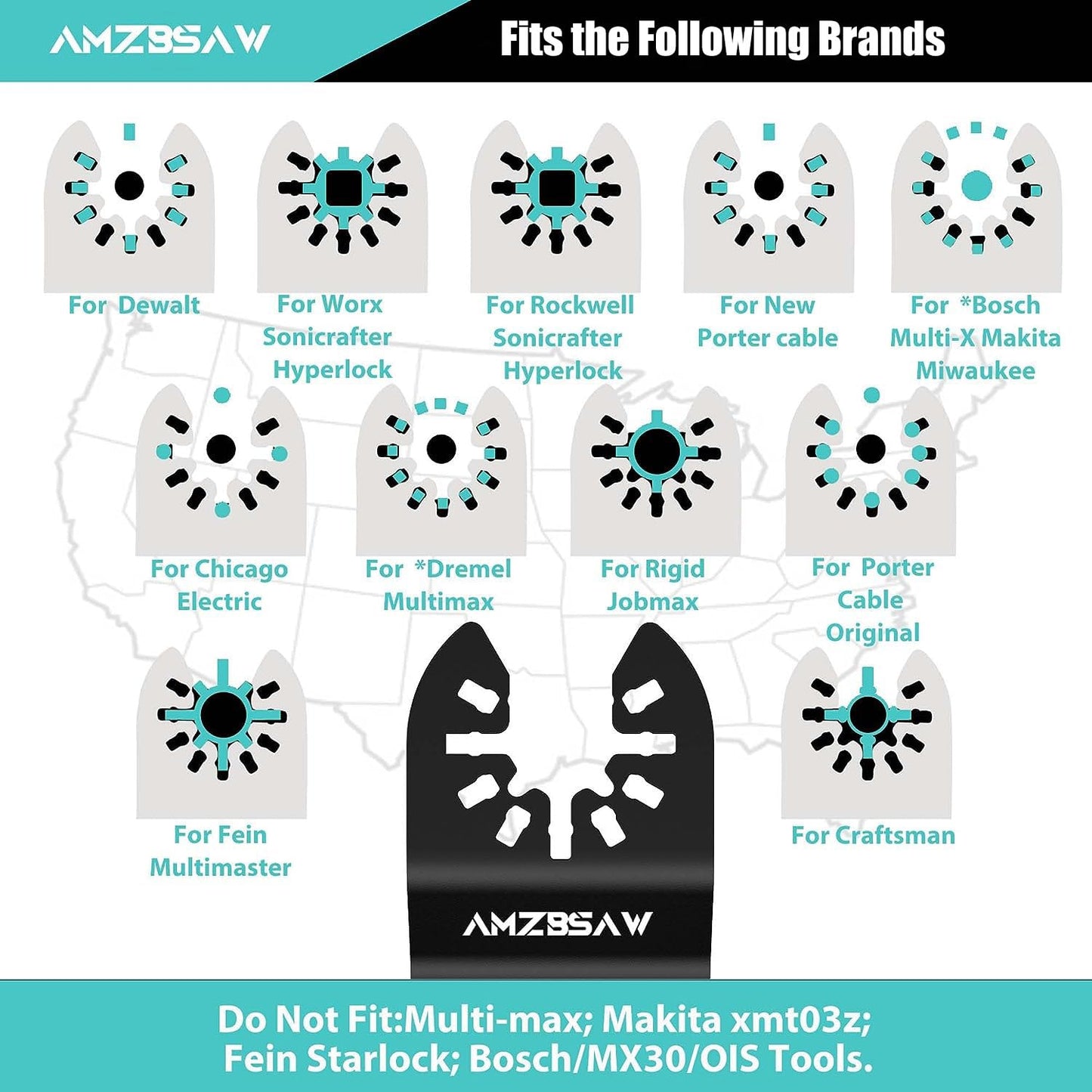 AMZBSAW 110PCS Oscillating Saw Blades Set, Professional Blades for Soft Metal Wood Plastics, Quick Release Multi Tool Blades Kits for Oscillating Tool Accessories