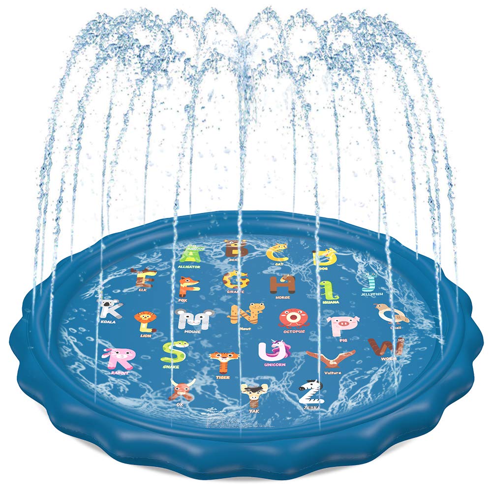 Jasonwell Splash Pad Sprinkler for Kids 60" Splash Play Mat Outdoor Water Toys Inflatable Splash Pad Baby Toddler Pool Boys Girls Children Outside Backyard Dog Sprinkler Pool for Age 1 2 3 4 5 6 7 8 9