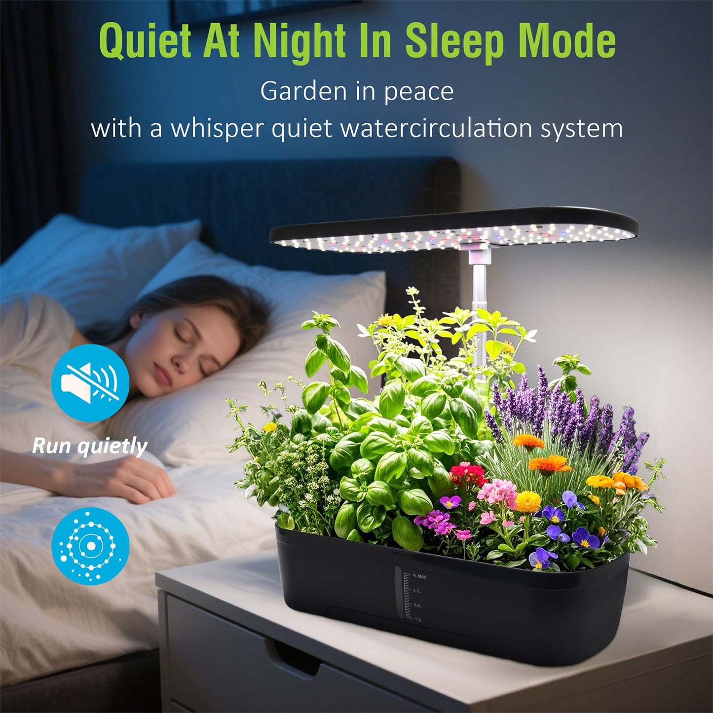 52 Pods Hydroponics Growing System Kit, Indoor Herb Garden with Smart LED Grow Light, Large Capacity Water Tank, Adjustable Height, Auto Timer & Quiet Pump for Home Kitchen Office Indoor Gardening