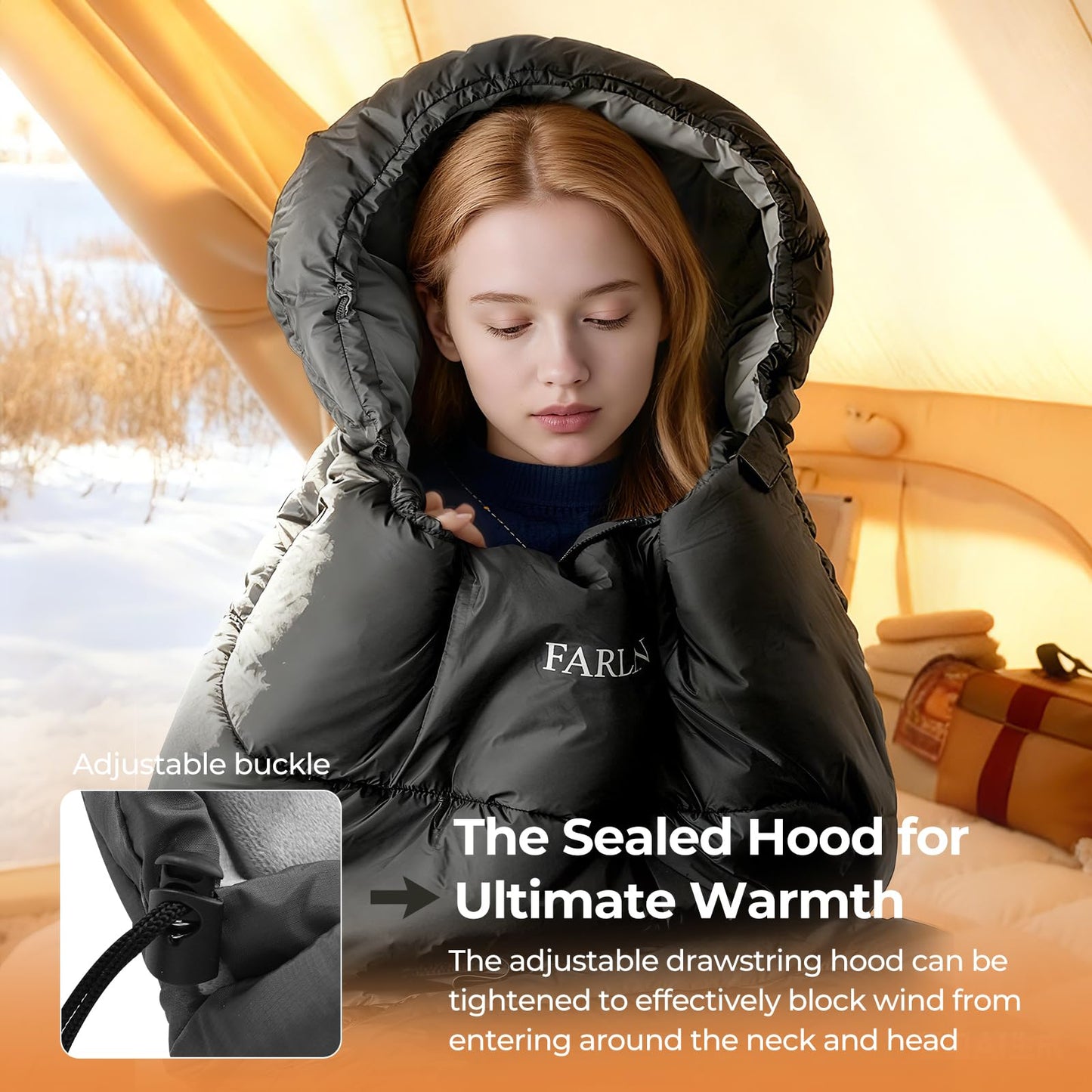 FARLAND Sleeping Bag for Adults, Cold Weather & Warm Plush Fleece-Lined Interior - Portable Waterproof Windproof with Compression Sack for Camping Hiking Traveling Indoor & Outdoor