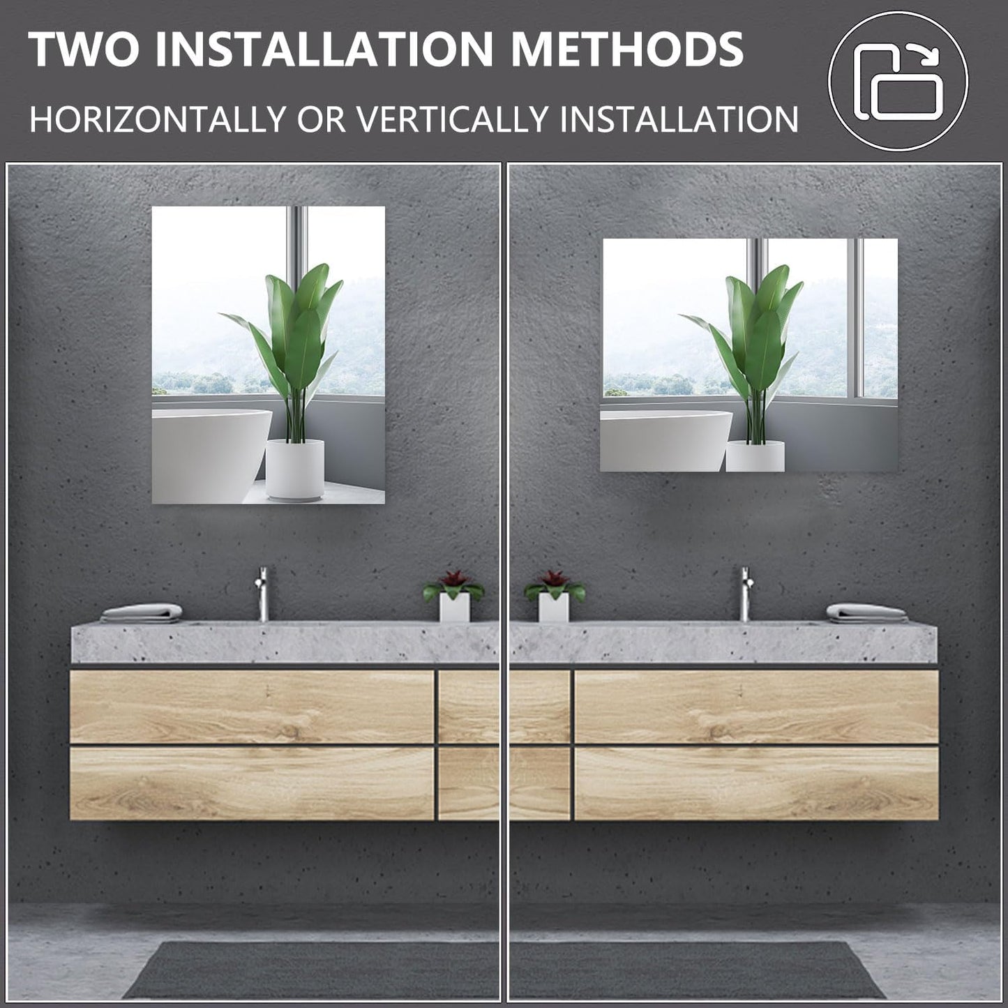 QEEYON 16 x 12'' Glass Wall Mirror Tile Self Adhesive Frameless High Clear Mirror Sheet Wall Decor for Bedroom, Living Room, Bathroom, Home Gym, Hallway, Door etc (1pcs)