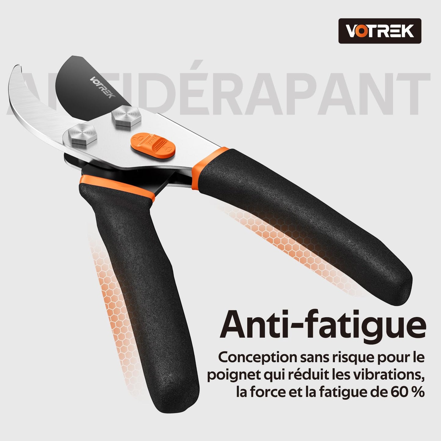 VOTREK® Pruning Shears, 8.5” Professional Garden Pruner with Jam-Proof Spring & Ever-Sharp SK5 Blade, Ergonomic Bypass Clippers for Rose, Tree Trimming, Heavy Duty Bonsai Scissor for Weak Hand