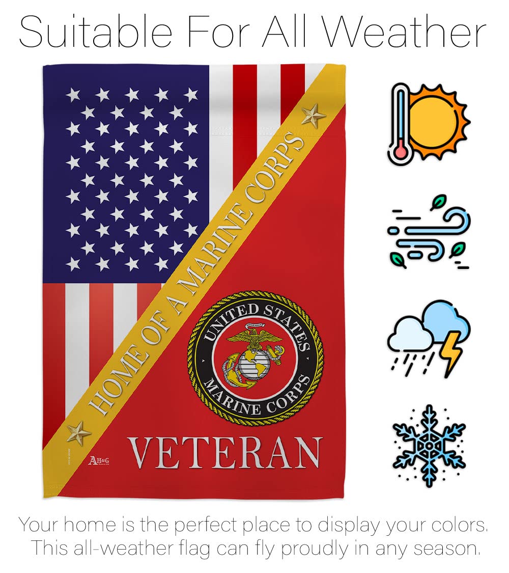 Home of Marine Corps Garden Flag - Armed Forces USMC Semper Fi United State American Military Veteran Retire - House Decoration Banner Small Yard Gift Double-Sided Made In USA 13 X 18.5, Thick Fabric