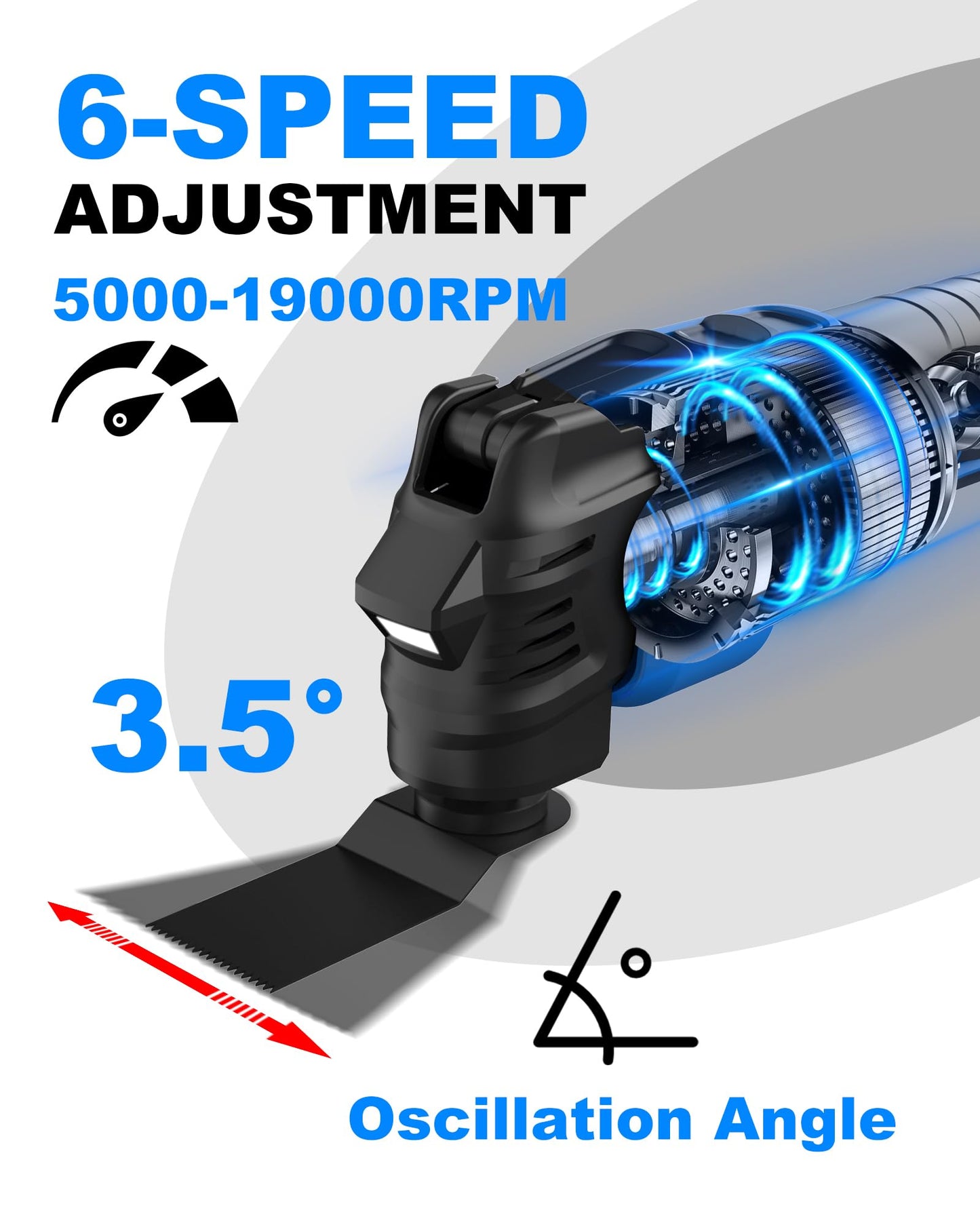 LUXTER 20V Cordless Brushless Oscillating Tool Kit, 5000-19000 RPM Variable Speed Multi-Tool with 3.5° Angle, 2x 2.0Ah Batteries & Quick-Change, for Wood/Metal Cutting, Grout Removal & Sanding