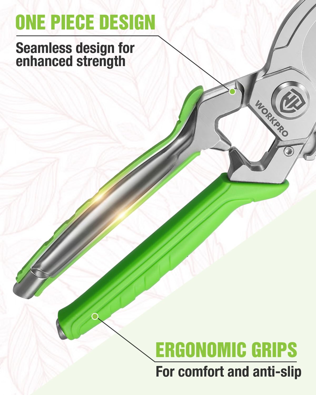 WORKPRO 8.5" Bypass Pruning Shears, Professional Garden Shears with Forged Steel Blades, 3/4" Cut Capacity, Spring-Loaded, Safety Lock, Hand Pruner & Plant Clippers for Trimming, Bonsai, Flowers