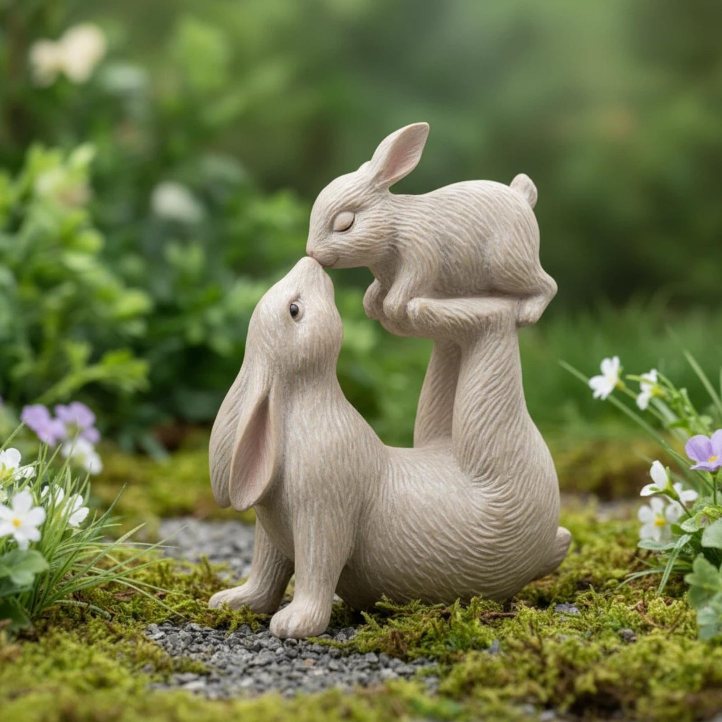 Braxio Rabbit Decor for Home Garden – Kissing Bunny Statue, Living Room, Bookshelf, or Patio Decor, Resin Figurine for Animal Lovers, 6.3" L x 2.6" W x 7.9" H
