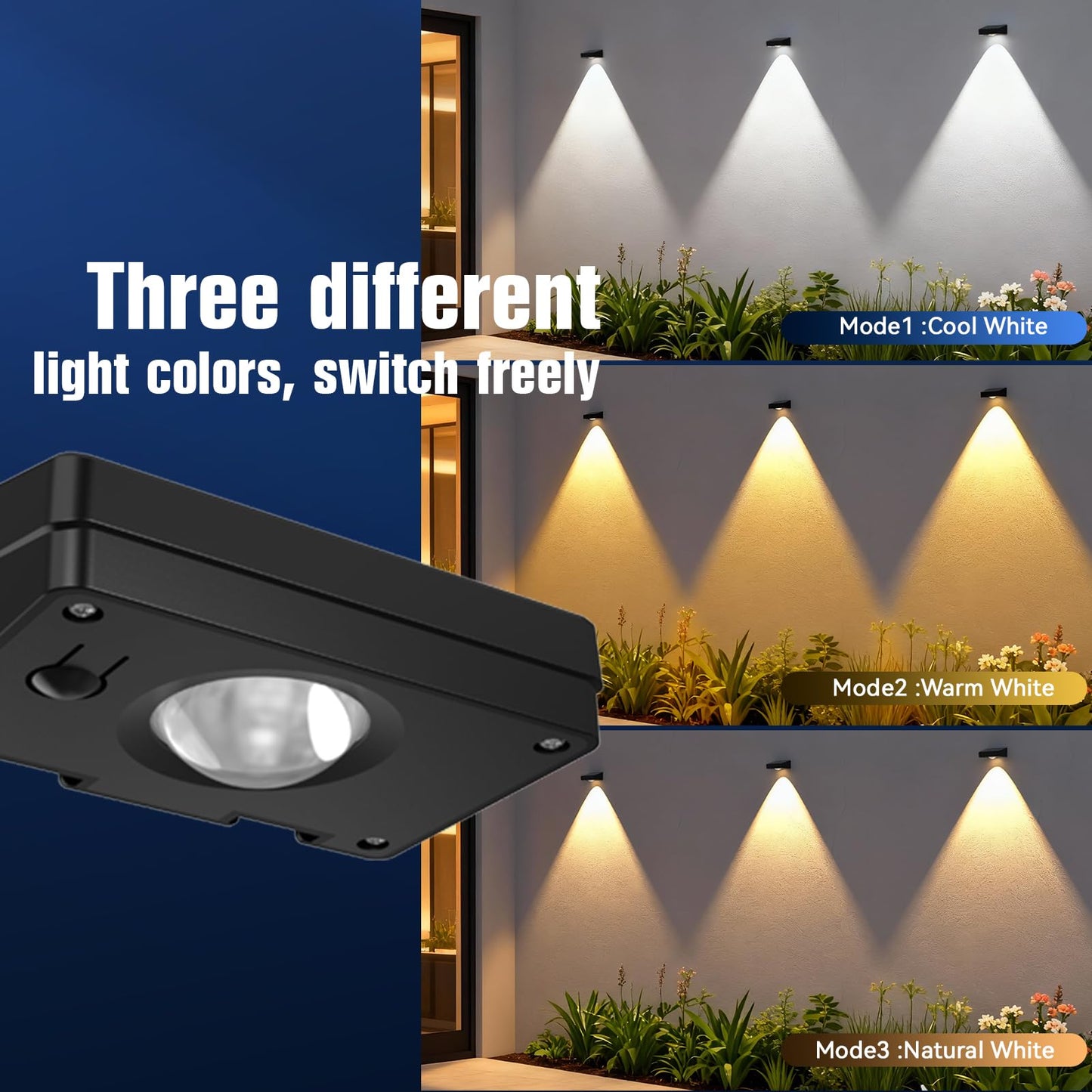 ZSYIQIXI 12 Pack Solar Fence Lights Outdoor, 3 Color Temp, IP65 Waterproof, Cost-Effective Solar Lights for Patio Yard Railing