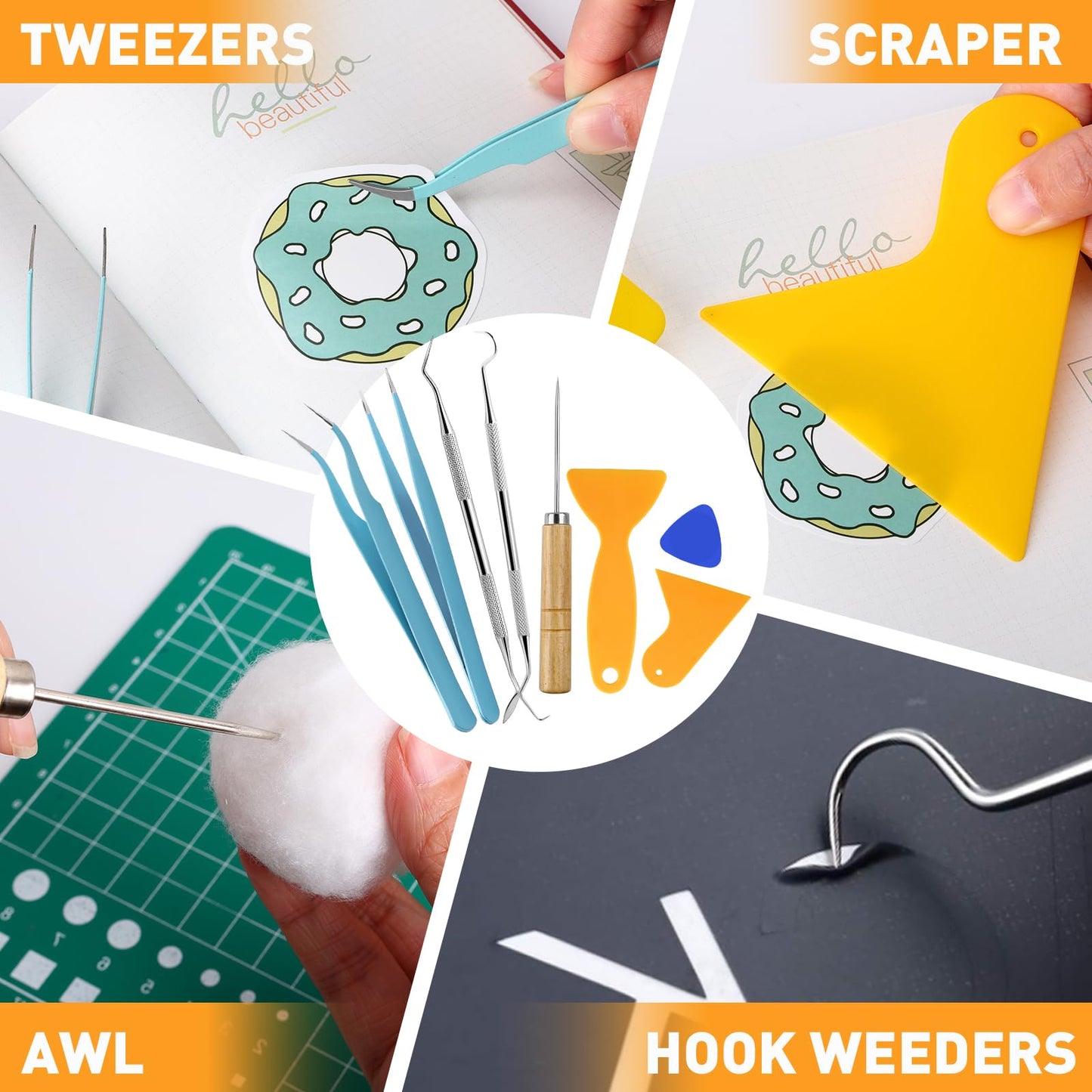 CLOYAN 33pcs Weeding Tools for Vinyl Set, Precision Craft Vinyl Weeding Tools Kit for Scrapbooking, Weeding Vinyl, DIY Art Work Cutting, Lettering, Splicing.